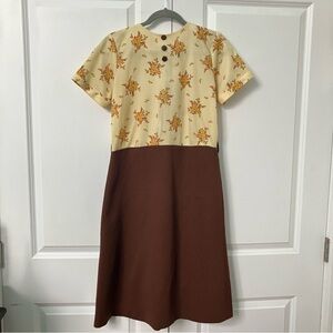 Vintage 1960s 1970s Handmade Floral Midi A Line Dress